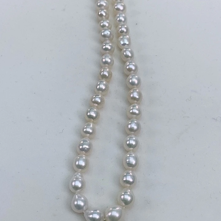 淡水珍珠颈饰银S925镶嵌7-8炫彩极强光美人泪