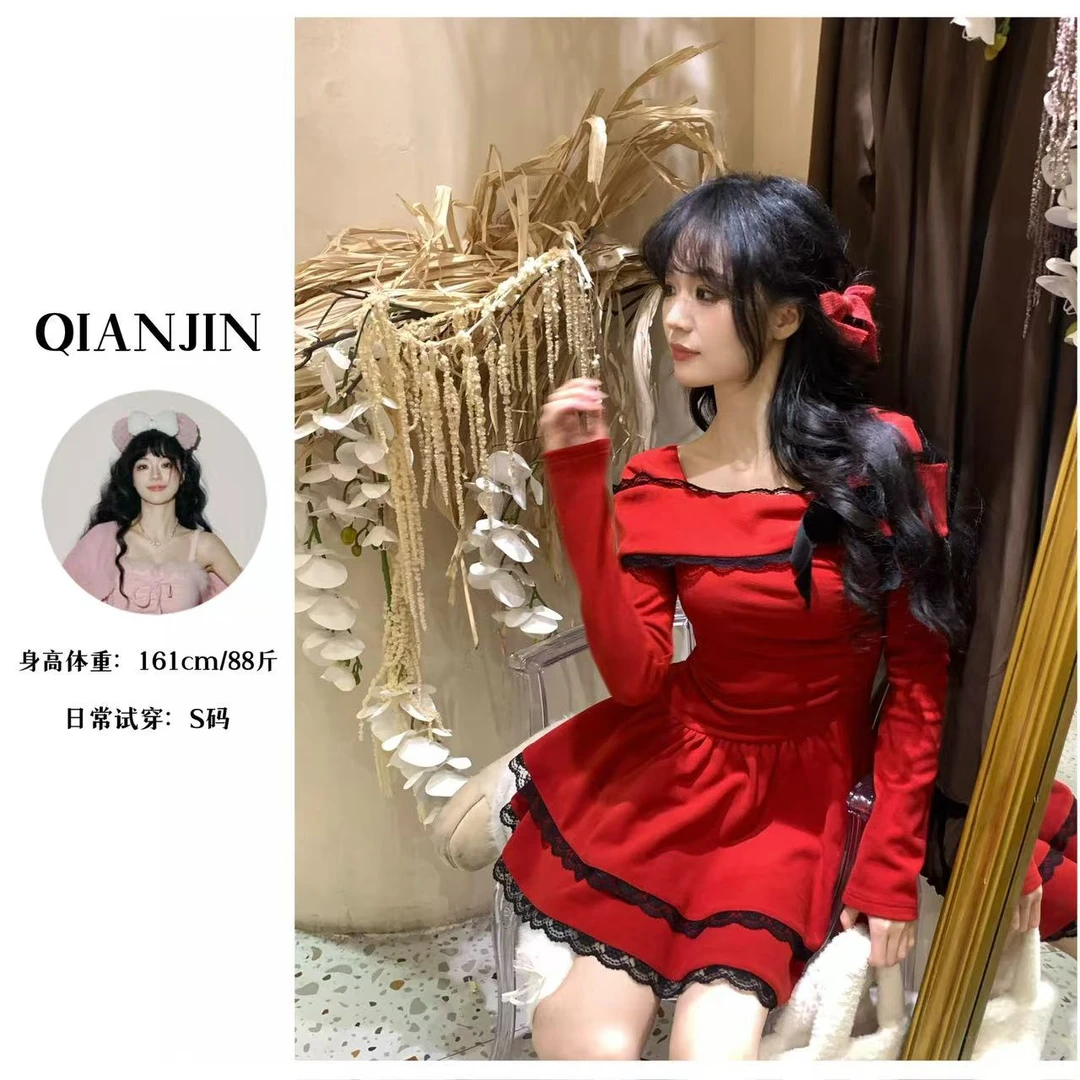 【千金推荐】冬季新款圣诞氛围感新年战袍女连衣裙SQJTP408115