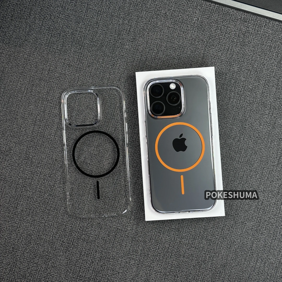 高透不发黄细磁吸圈简约轻薄适用iphone16promax苹果15/14手机壳