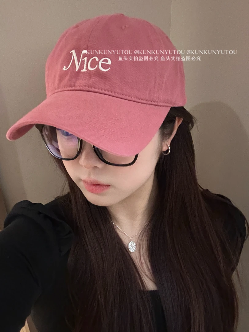 困困鱼头 Nice字母刺绣软顶棒球帽简约百搭显脸小男女同款鸭舌帽
