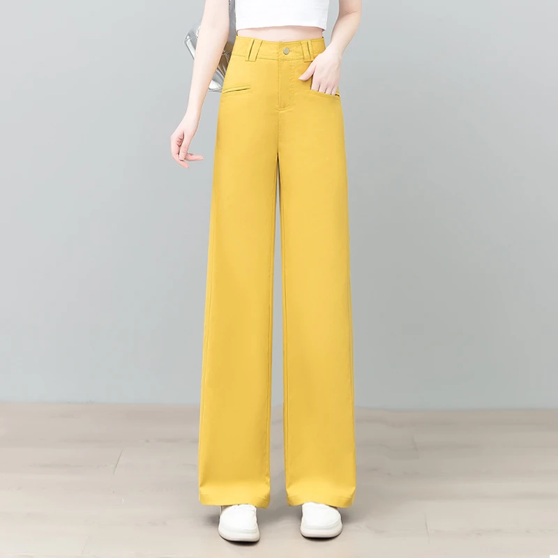 天丝棉窄版阔腿裤女士夏季薄2025新款高腰显瘦垂感气质休闲直筒裤