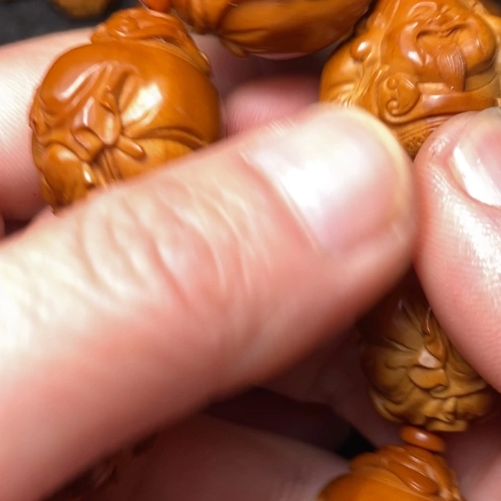 库***里手串/手链橄榄核纯手工雕刻八方财神
