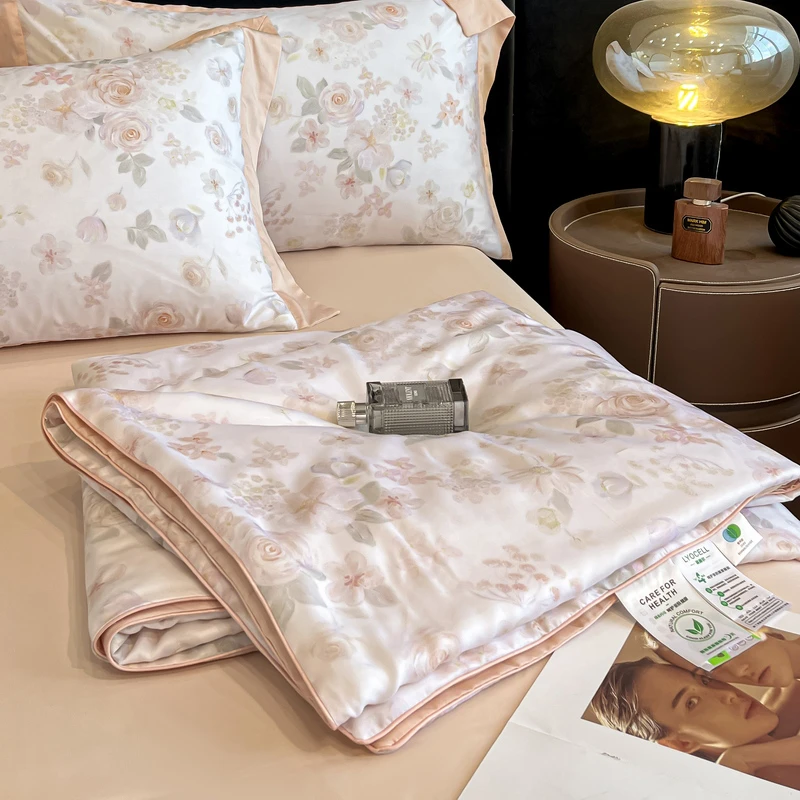 夏季莱赛尔天丝夏凉被四件套轻奢单双人凉感丝滑裸睡空调薄可机洗