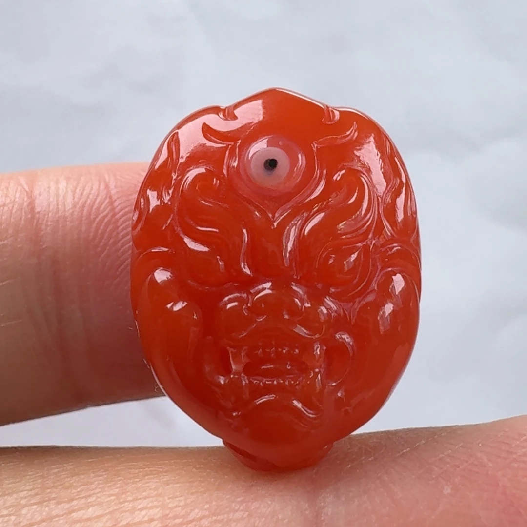 南红玛瑙未镶嵌天眼兽牌22*17