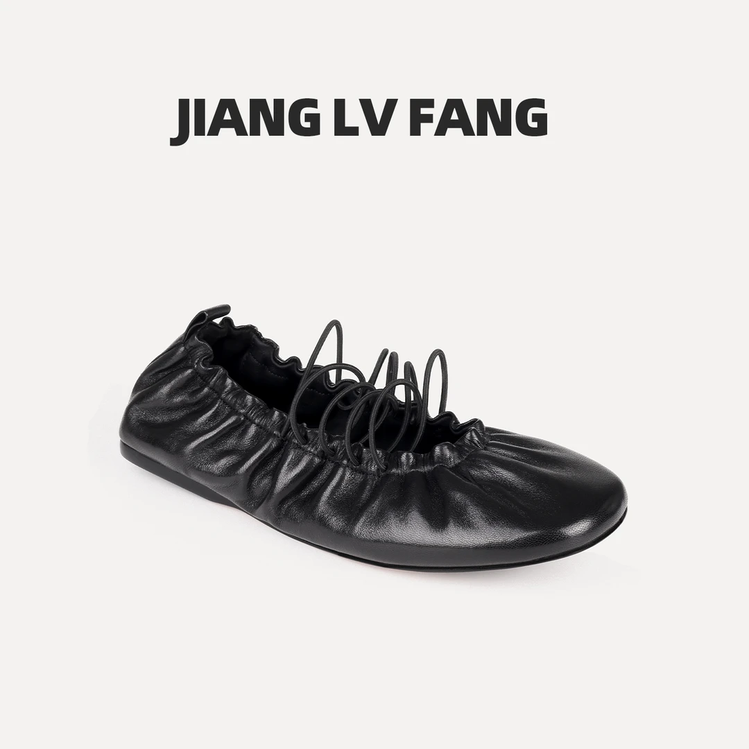 JIANG LVFANG【褶影弦歌】洗植鞣羊皮蕾舞平底奶奶鞋休闲百搭单鞋女