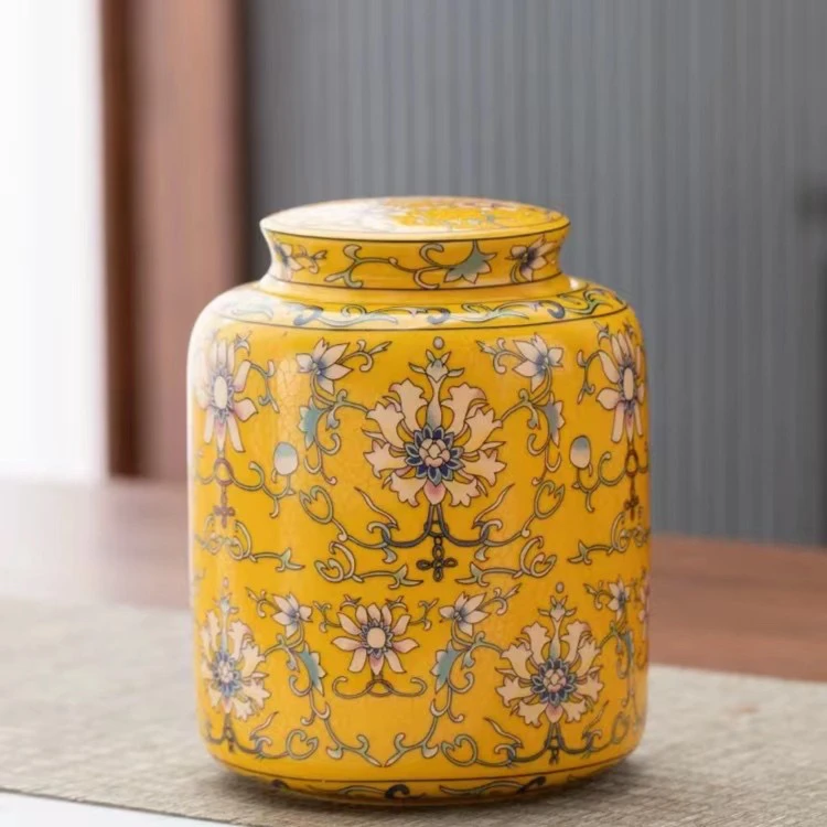 黄金芽陶瓷茶叶罐大号防潮密封罐家用白茶绿茶红茶储存罐子一斤装