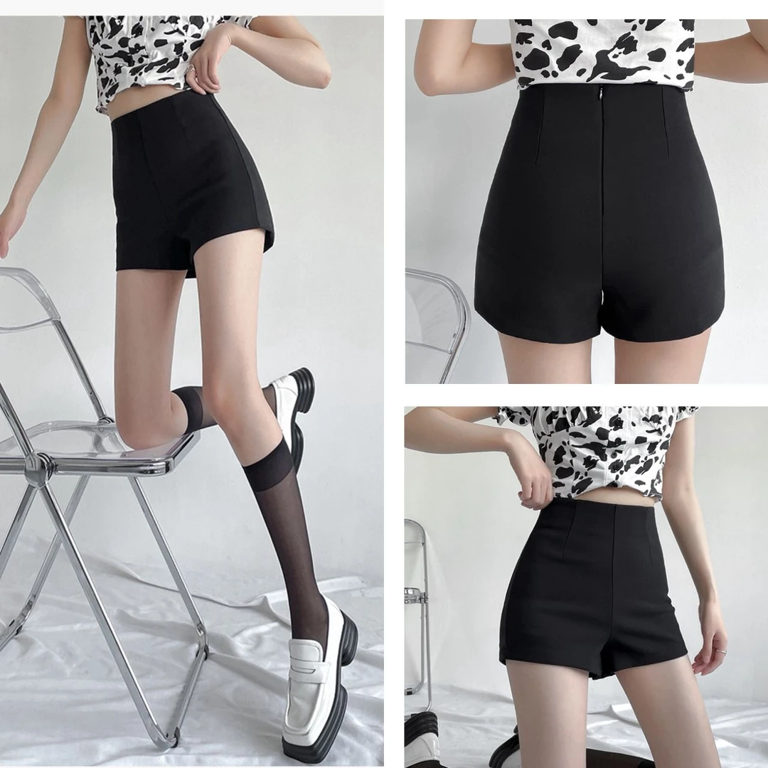 夏季新款黑色高腰短裤弹力高档休闲热裤外穿内搭显瘦百搭性感包臀