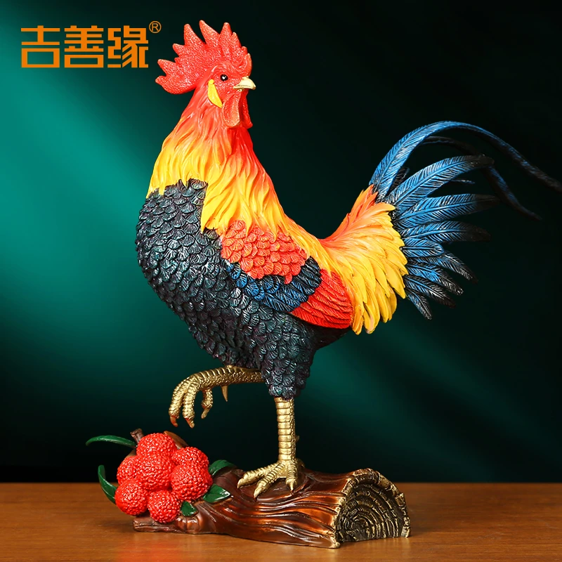 《大吉大利》全铜鸡摆件 黄铜公鸡十二生肖招财金鸡装饰家居工艺品