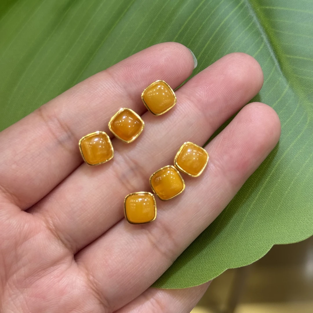 【举石臻品】TH1116-0606-108蜜蜡耳饰（一对/多样性发）F