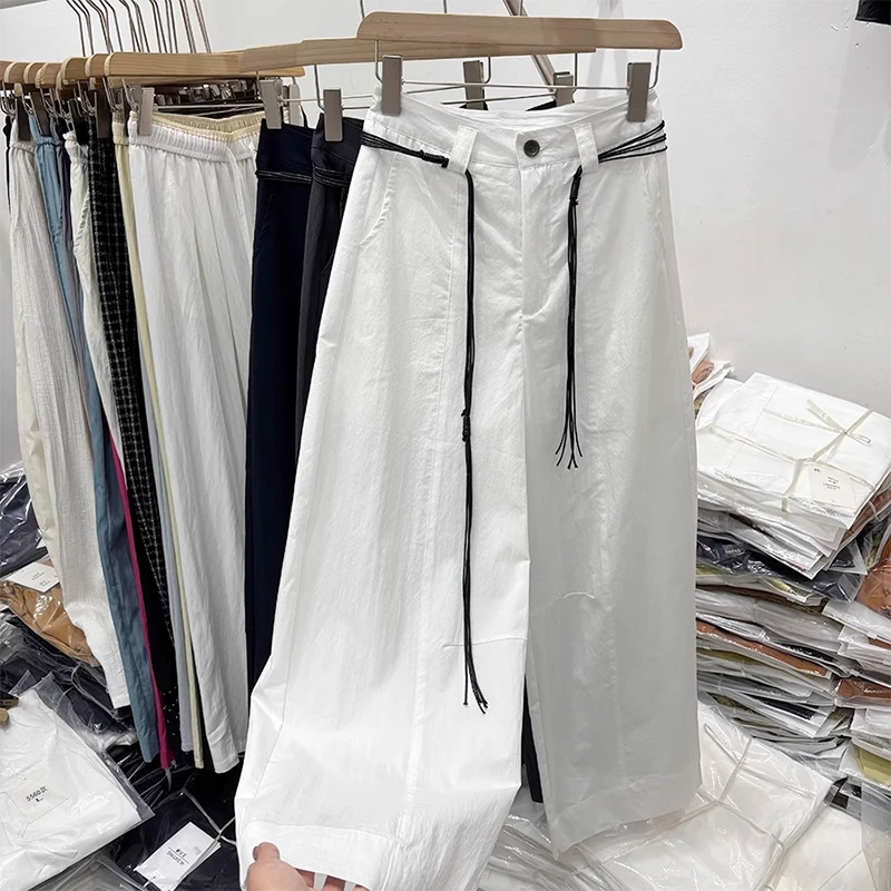 2025夏季新款纯色高腰薄款运动休闲阔腿裤女宽松百搭速干长裤潮