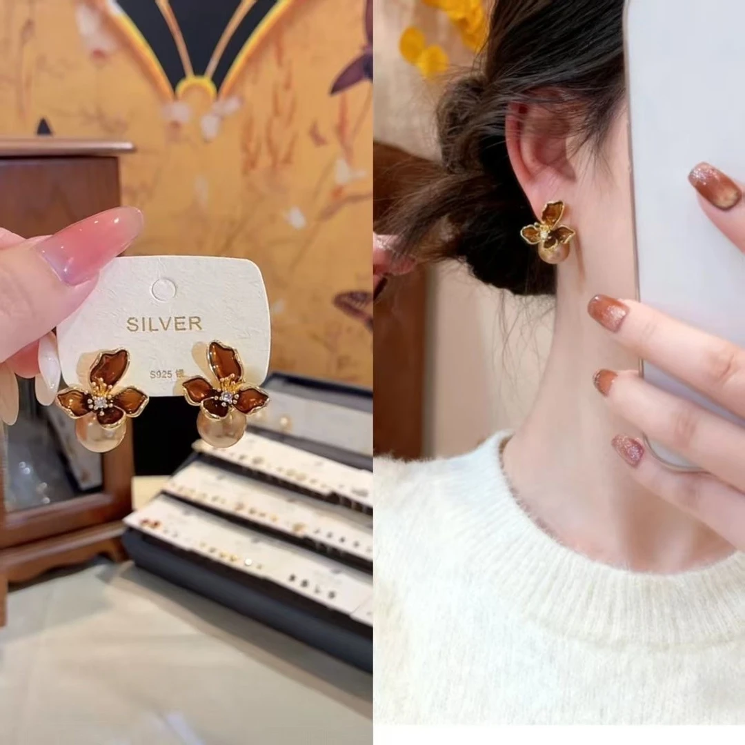 铜合金耳饰 甜美镶钻葫芦耳钉安可拉红气质精致小耳钉1447