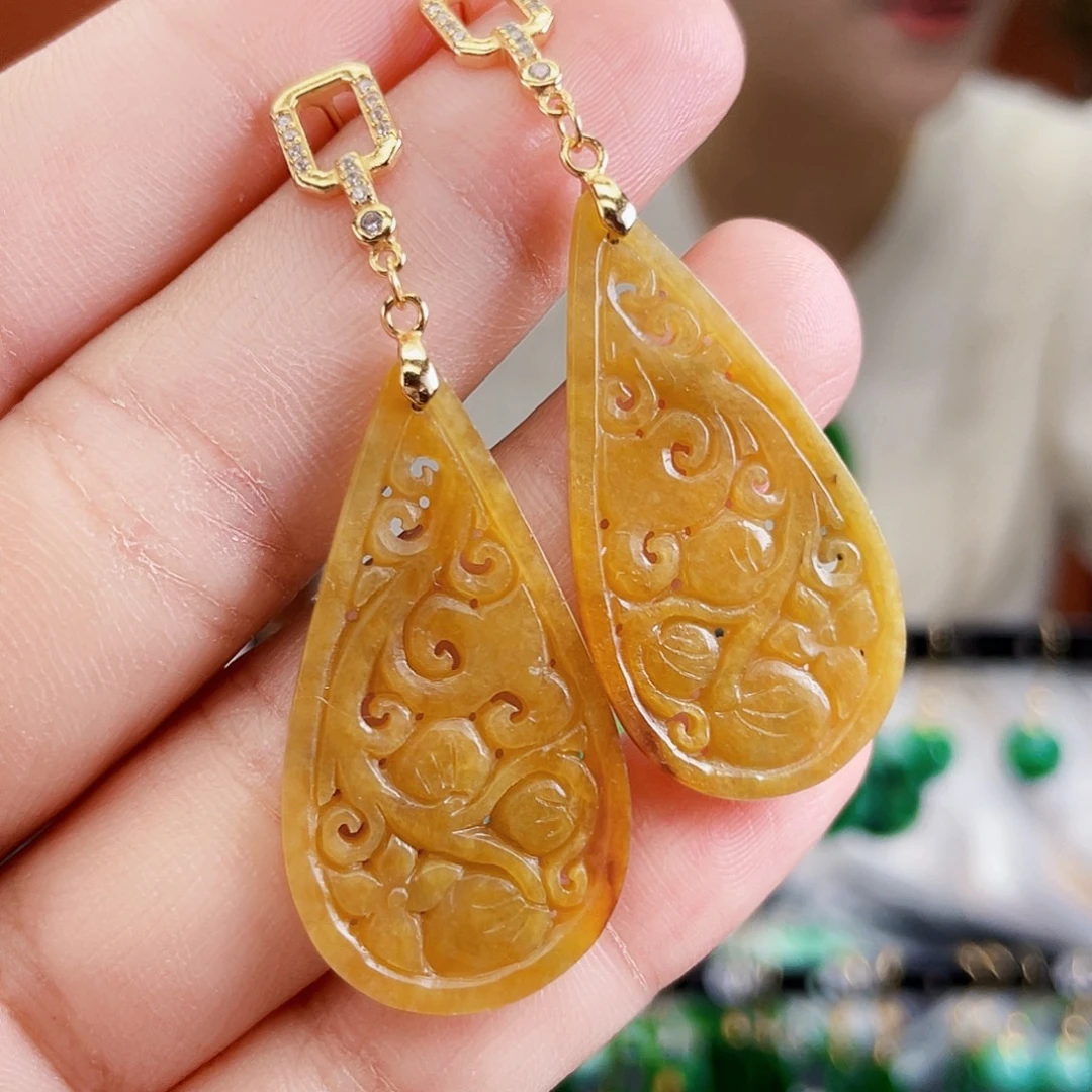 银S925镶嵌翡翠耳饰