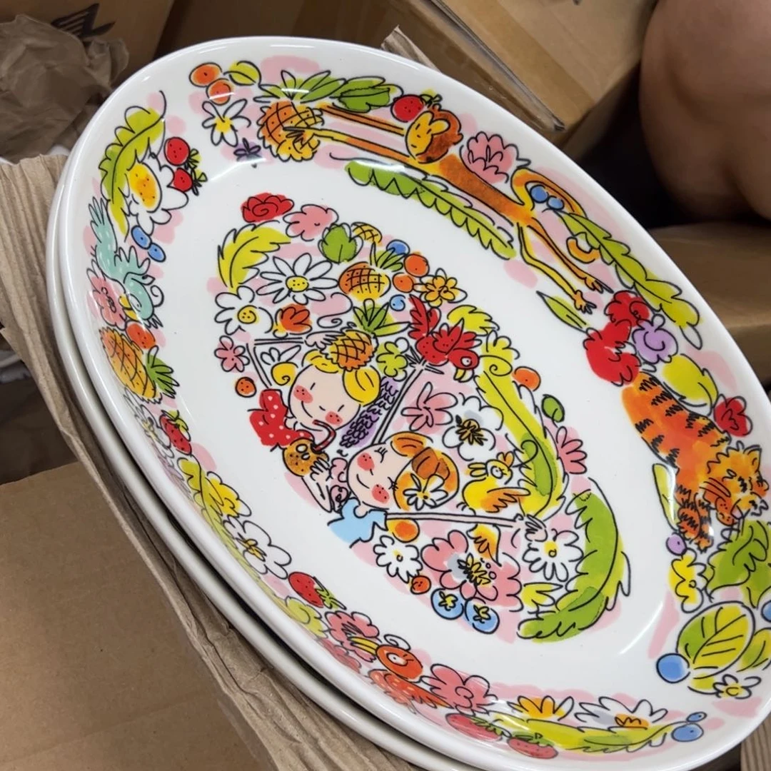 老姊妹家瓷器好漂亮森林闺蜜椭圆盘