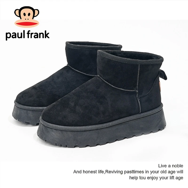 大嘴猴冬季增高5cm时尚休闲雪地靴百搭保女款厚底增高保暖雪地靴