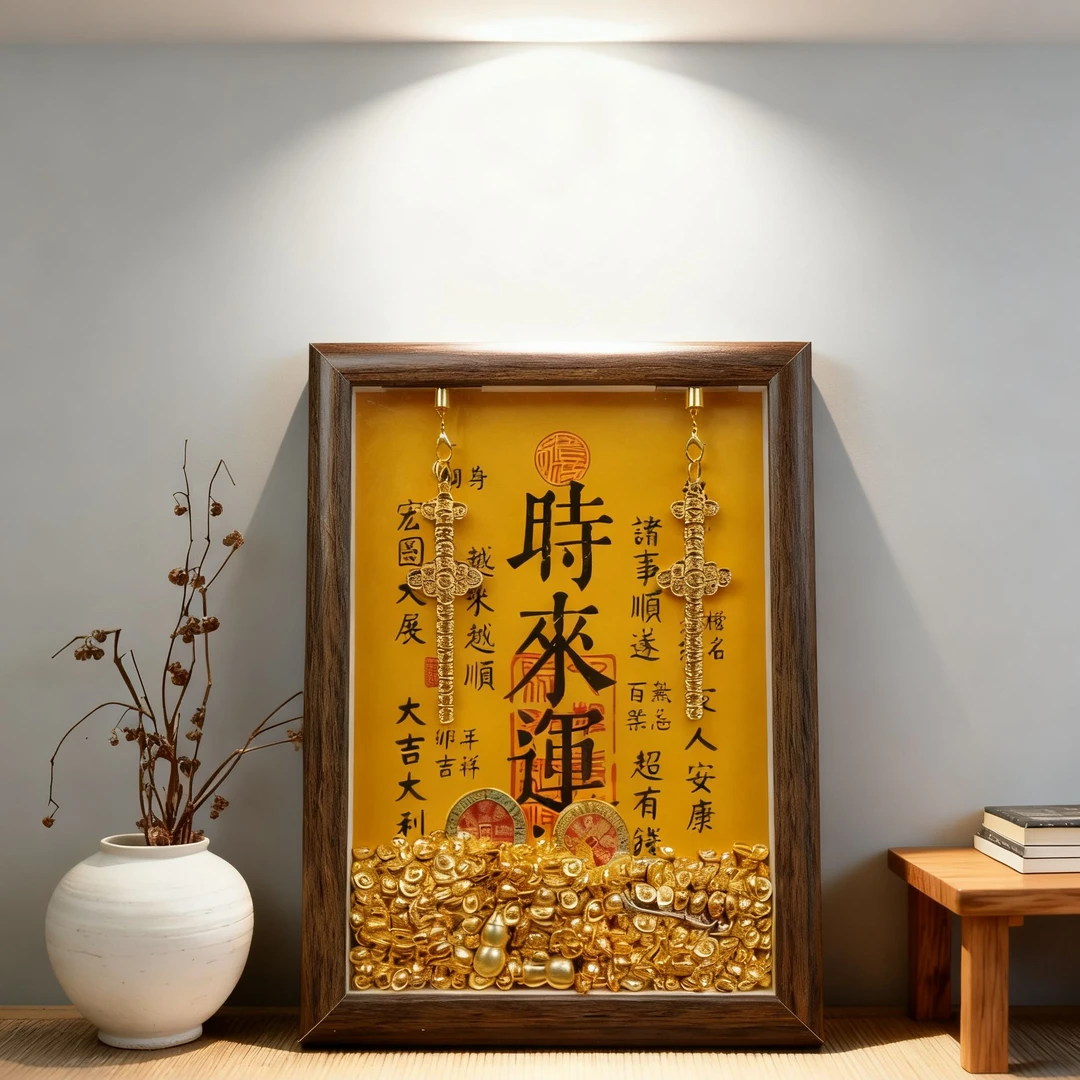 【时来运转】财库相框桌面摆件旺宅办公室装饰玄关摆台