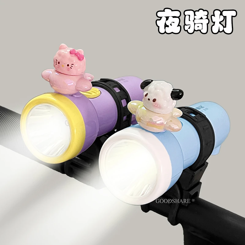 自行车夜骑灯前灯强光手电筒可爱卡通儿童平衡车山地车防水照明灯