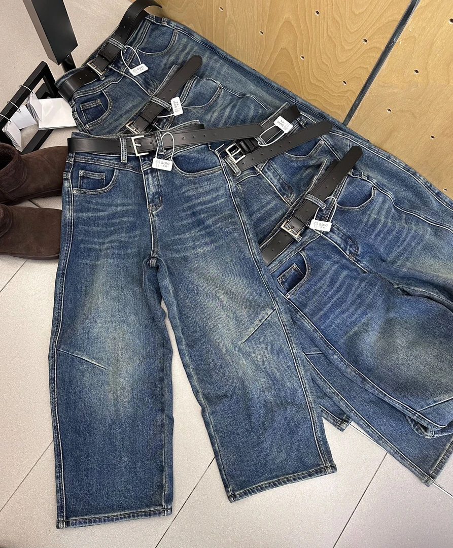 7189 宽松直筒八分牛仔裤