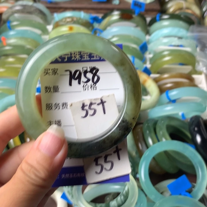未镶嵌蛇纹石玉手镯7958