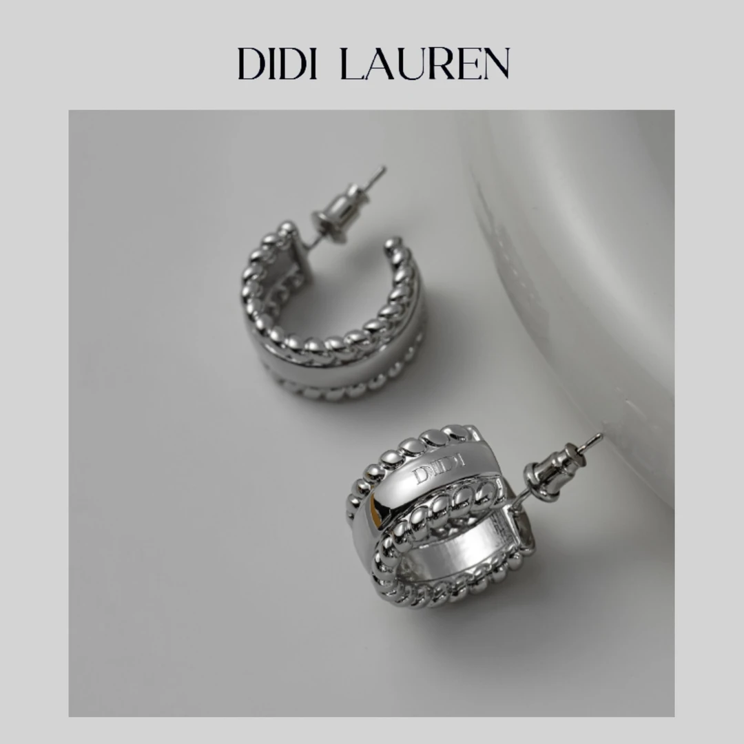 钛钢耳饰 DIDI LAUREN“法式素圈”独特拧绳设计精致C圈耳环