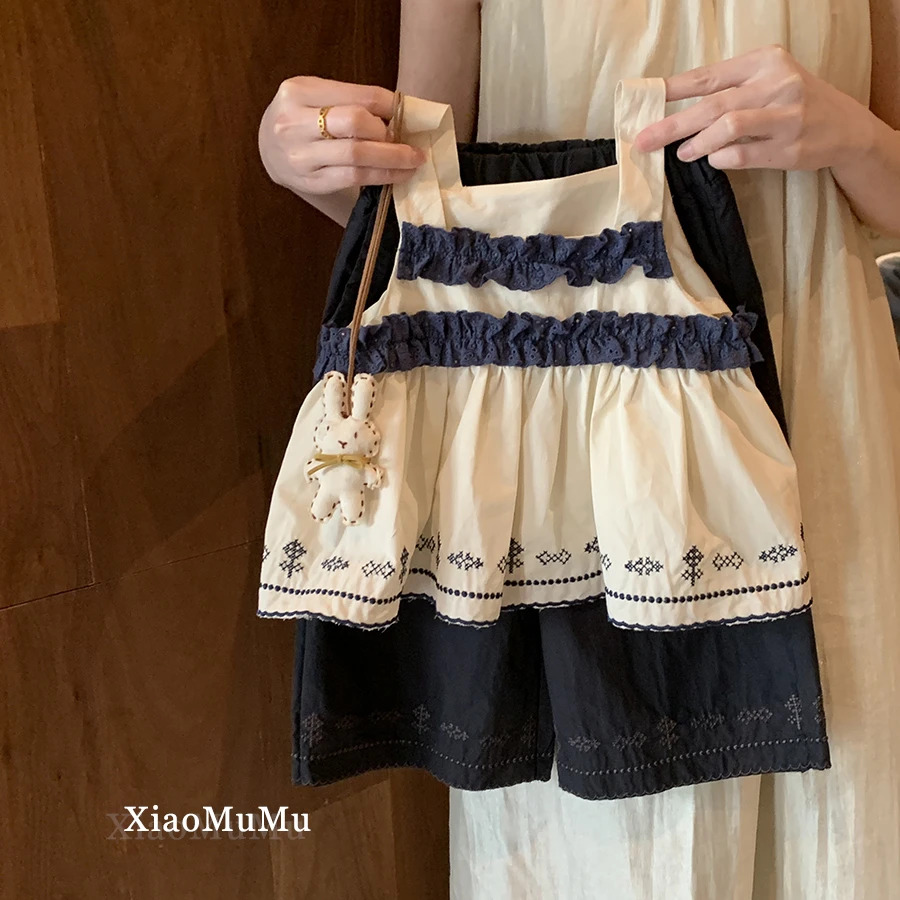 【现货】女童森系套装夏天2025新款小童女宝宝洋气背心两件套小众