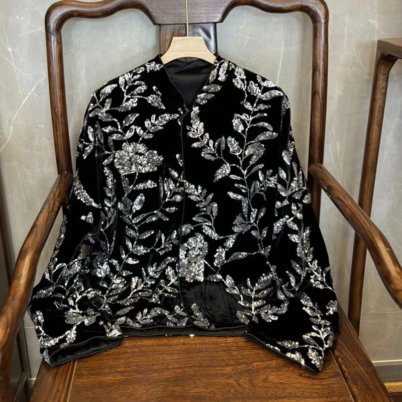 美美国风2025新款重工设计款亮片绣复古时尚新中式上衣外套6727