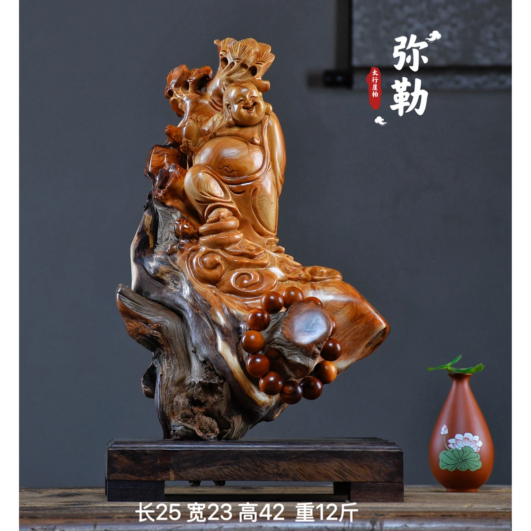 太行崖柏根雕摆件寿星弥勒佛达摩财神观音天然随型木雕雕件工艺品
