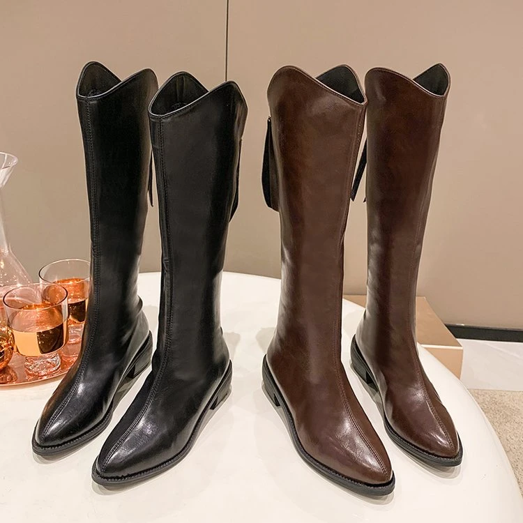 【4厘米跟】秋冬百搭时装靴粗跟小个子小腿粗靴子瘦瘦靴