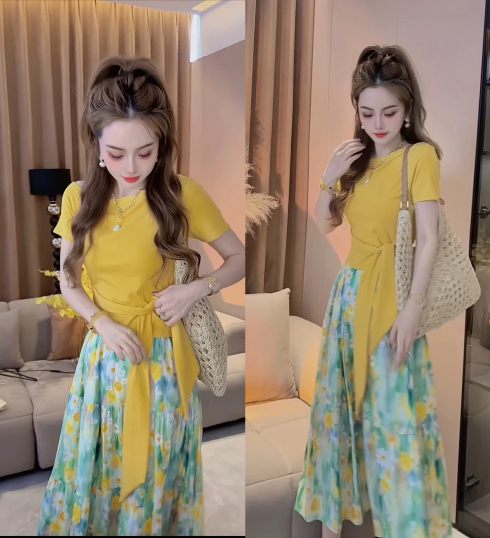 SS.studio/双双:“夏日青柠”夏季新款韩版时尚百搭显瘦系带上衣