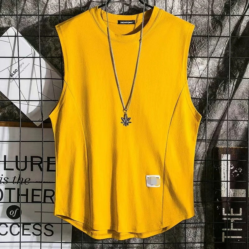 066外穿无袖t恤男宽松夏季男士背心高档上衣ins百搭港风坎肩