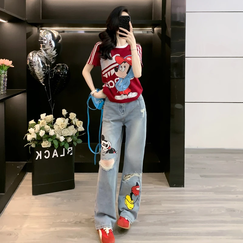 洋气衣服女网红时尚炸街新款女装夏装套装2025新款爆款短袖牛仔裤