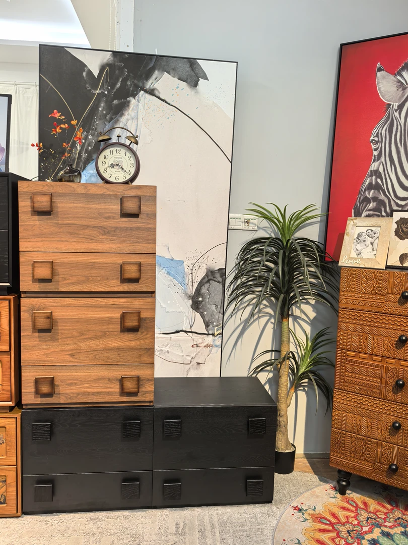 卡门柜中古风法式斗柜复古实木模块柜子小户型现代简约储物柜客厅