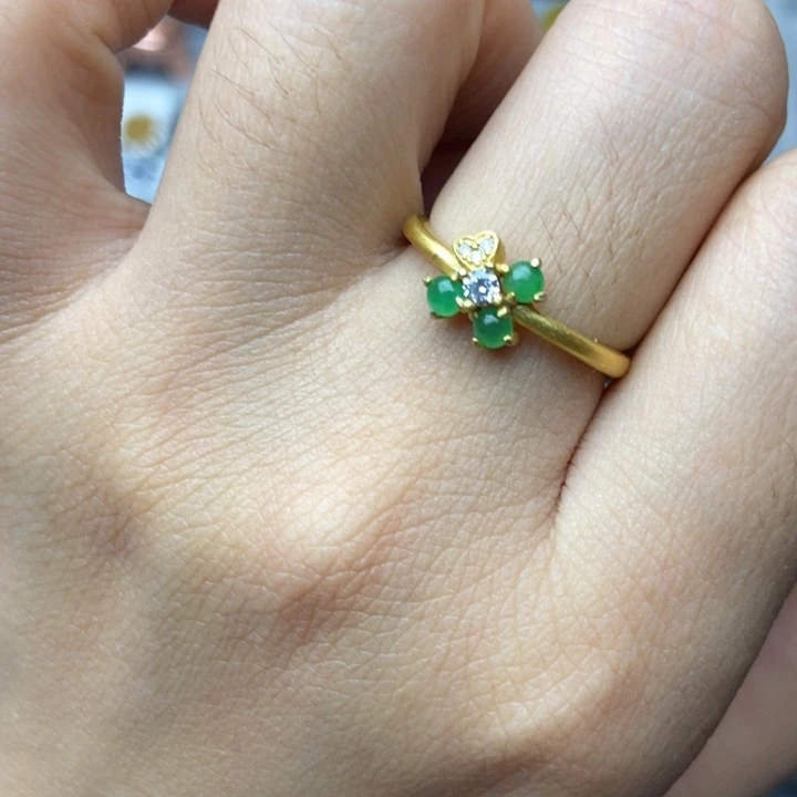 翡翠戒指银S925镶嵌戒指