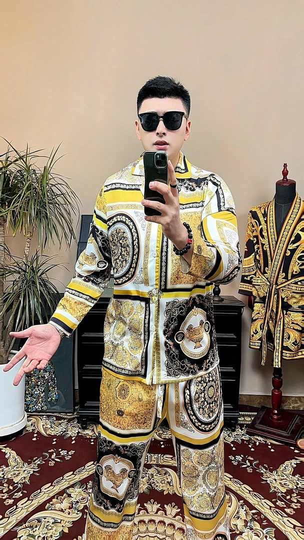 套装-南韩软丝高定品质轻奢情侣款家居服睡衣可外穿