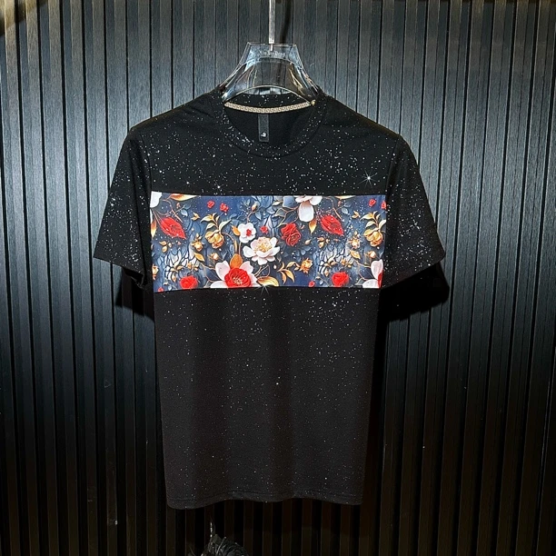 2025潮流百搭透气男款个性修身夏季男士春夏时尚圆领半袖T2520