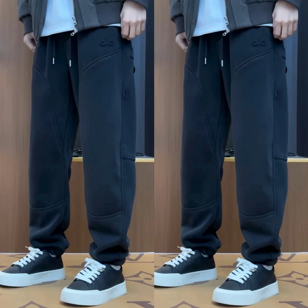 高档秋冬加绒加厚韩版男士休闲裤青年百搭松紧腰哈伦裤帅气束脚裤