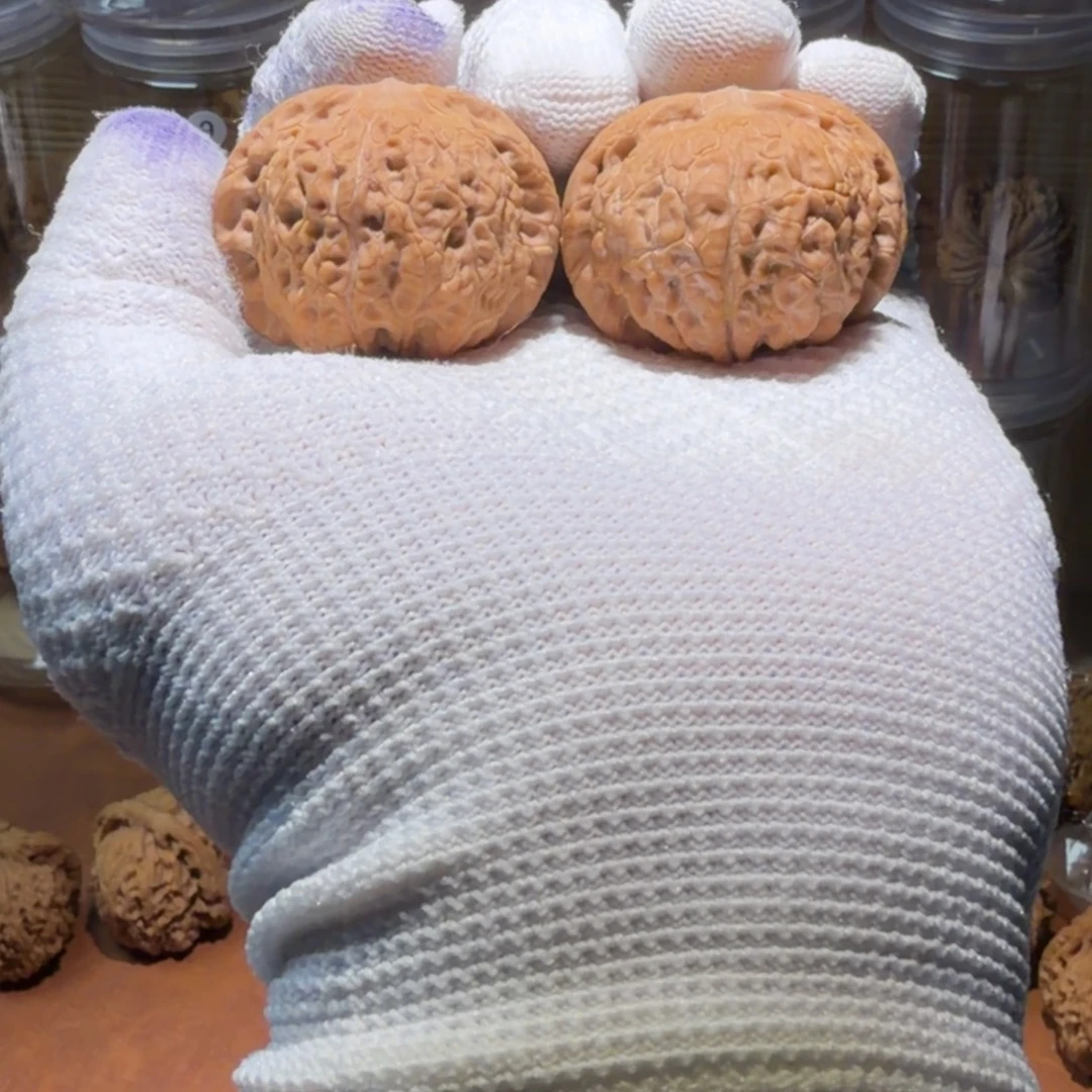 听***歌桃核把件平谷血麒麟文玩核桃手把件