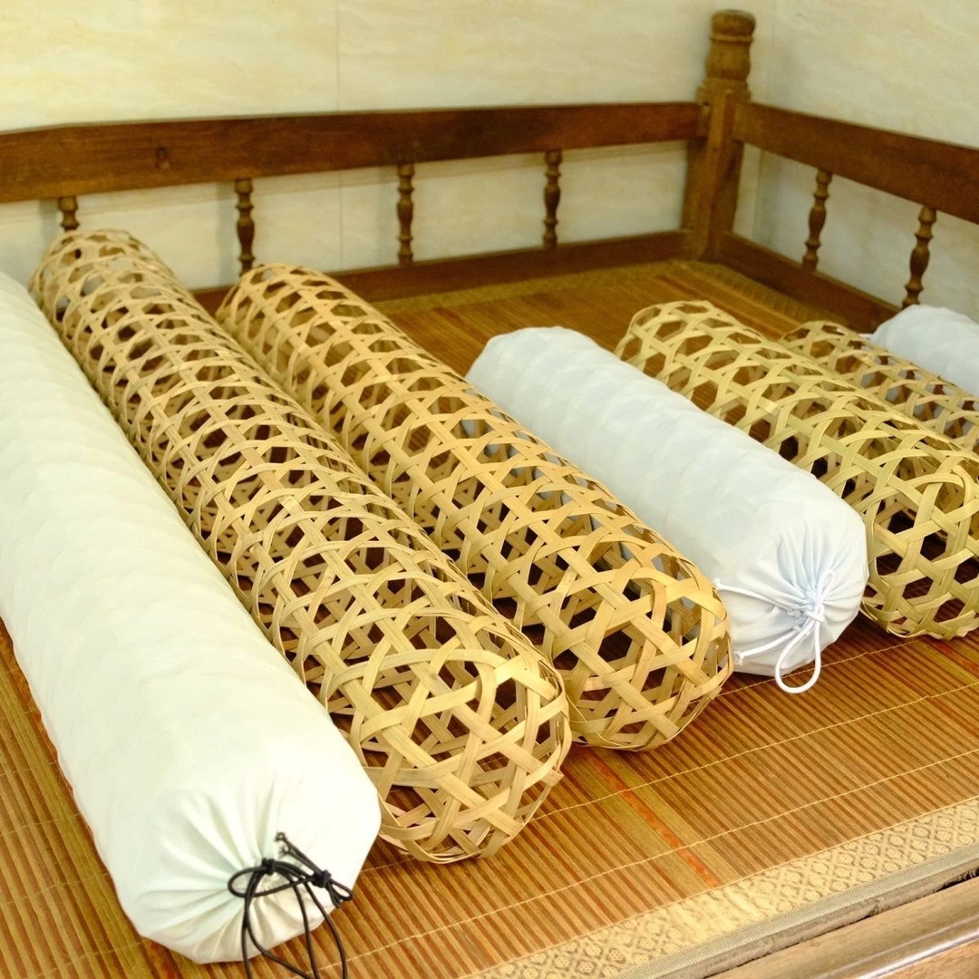 手工制作竹编竹夫人抱枕夏日纳凉神器竹编抱枕