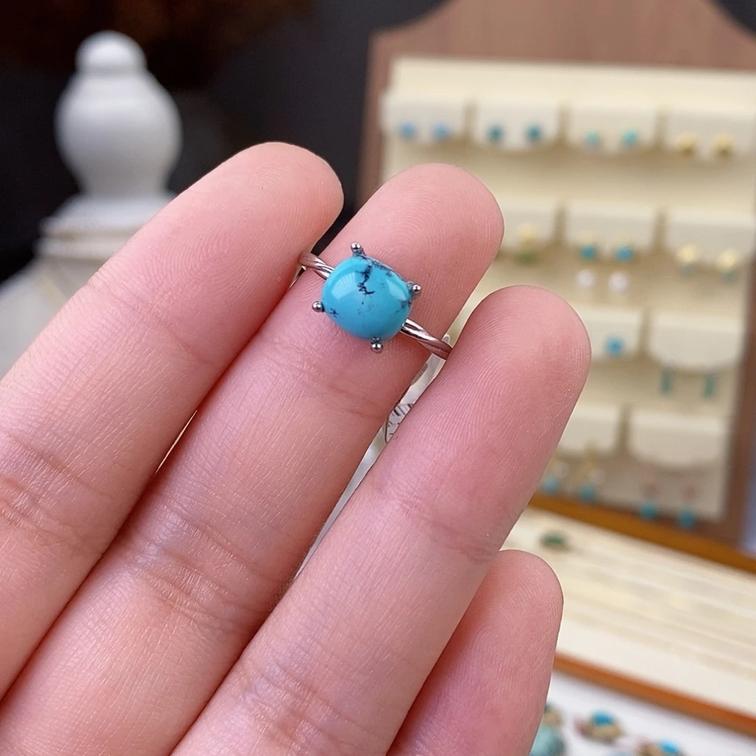 绿松石戒指银S925镶嵌