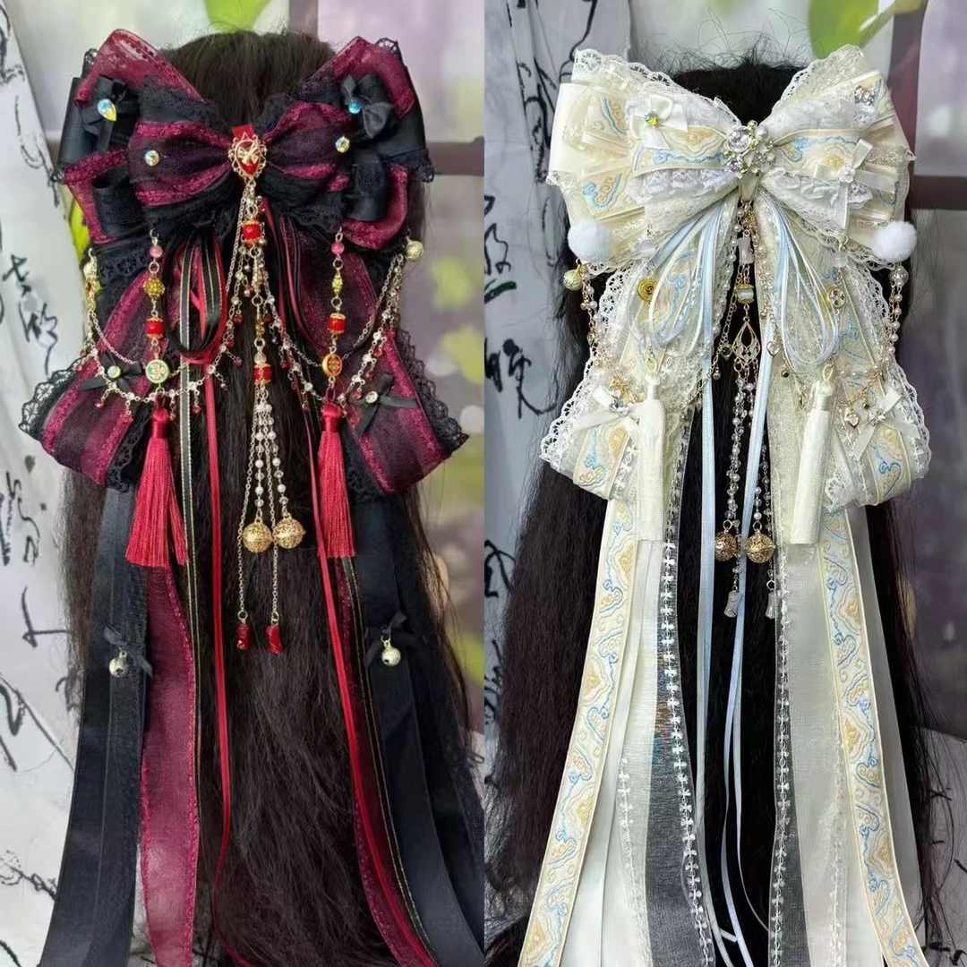 《魔道祖师》新国风古风搭配汉服百搭洛丽塔配饰红色头饰气质发夹