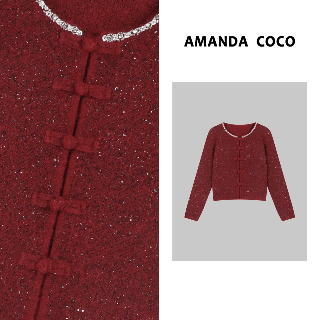 TT#新中式设计~高定重工串钻毛衣