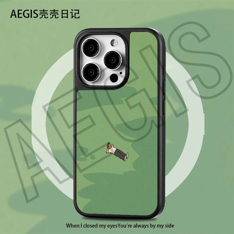 草地男孩磨砂磁吸防摔手机壳适用于苹果17pro小米手机