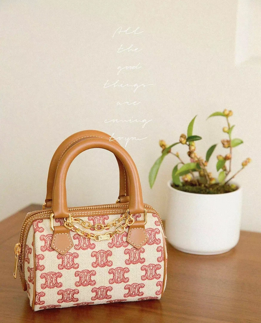 95新 Celine/思琳 老花帆布波士顿speedy nano保龄球包 12555598