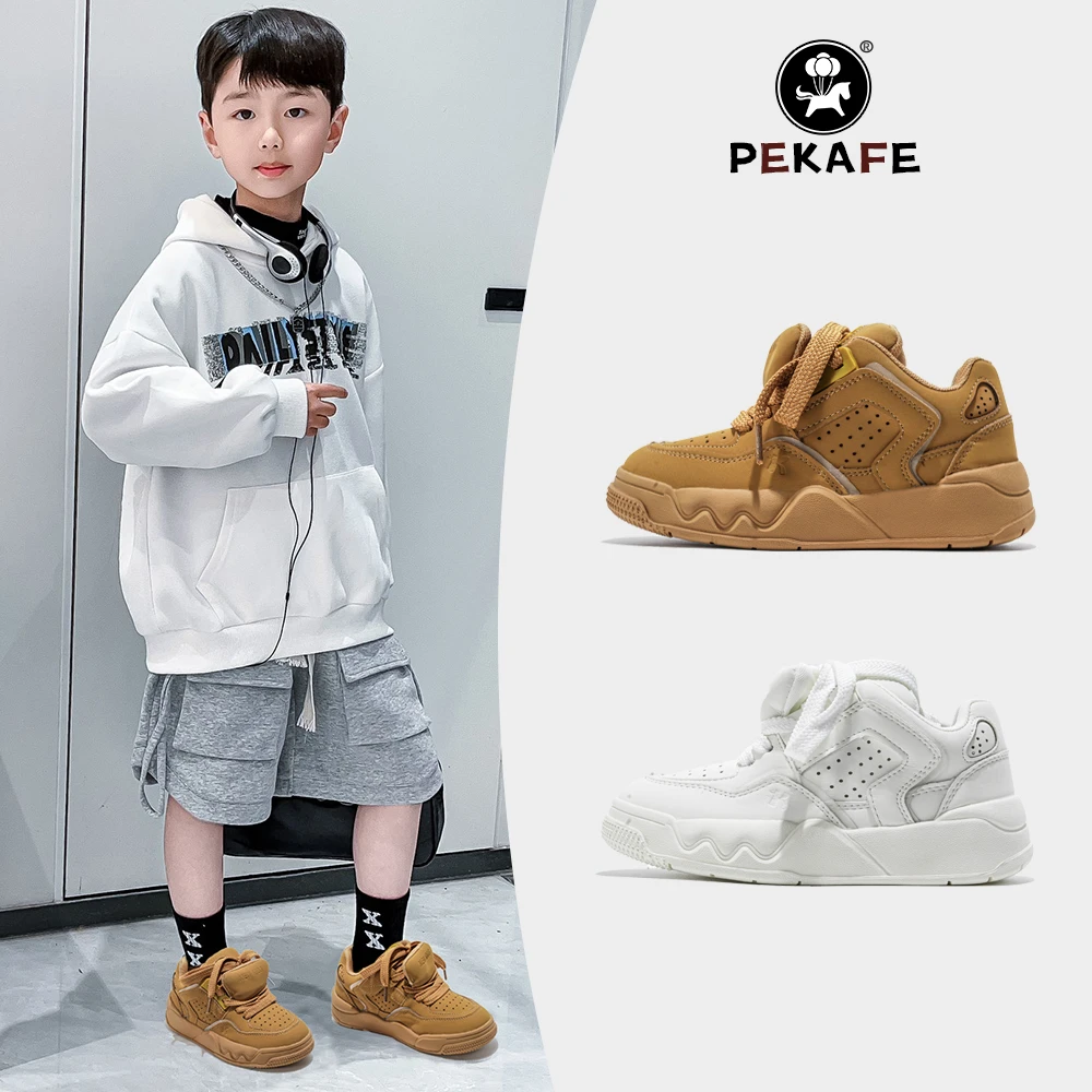 佩卡芙秋季儿童板鞋6-12岁男童女童透气运动鞋双口舌时尚休闲鞋
