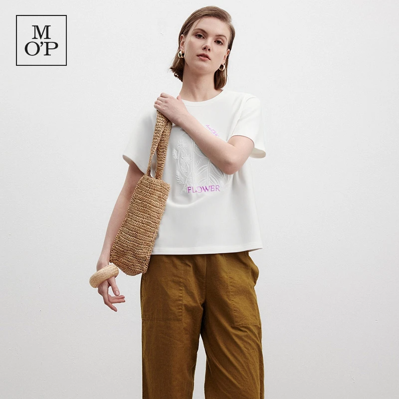 【羊羊专属】Marc O'Polo/MOP欧若风纯棉舒适撞色字母大花朵刺绣女