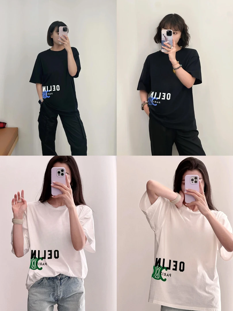 微风舒意 字母印花宽松休闲简约百搭男女同款圆领短袖T恤80443