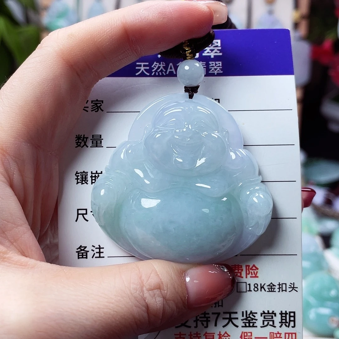 翡翠未镶嵌颈饰佛公35