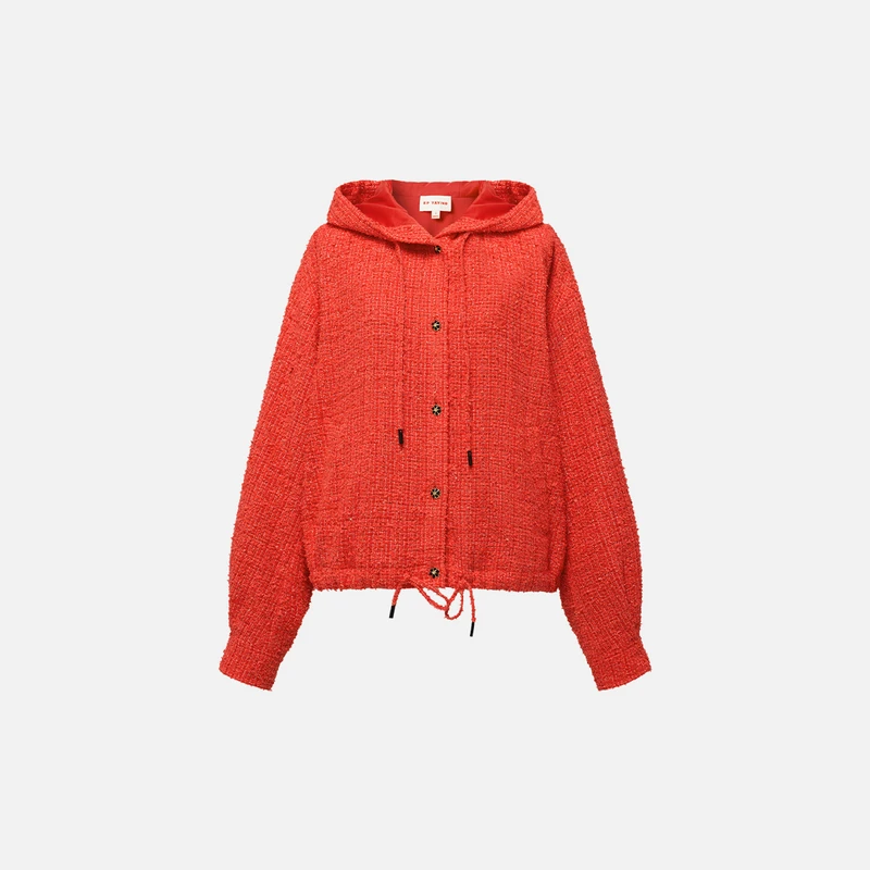 EP雅莹秋冬新款女装 时尚宽松抽绳收腰短款连帽外套1251E