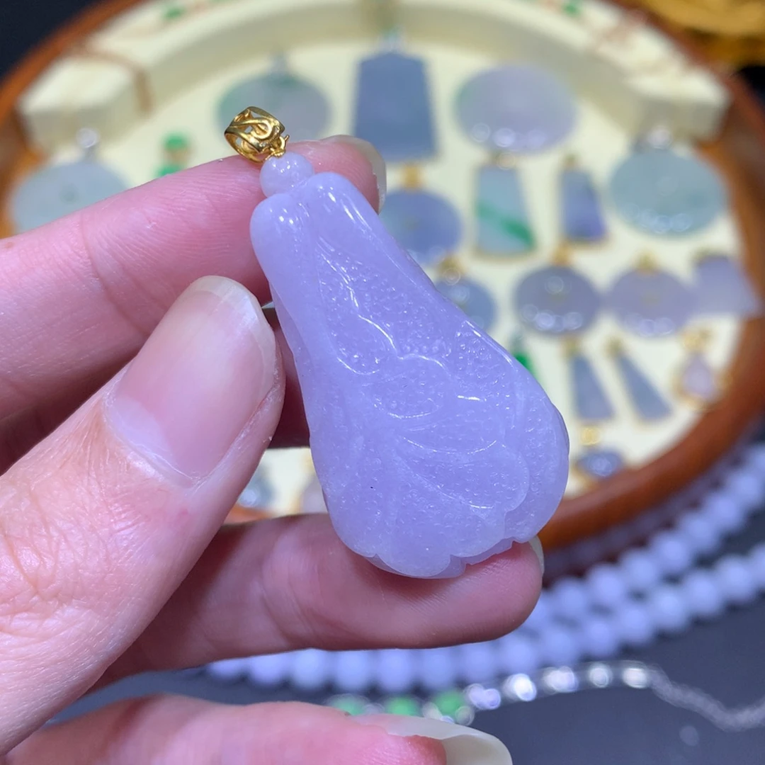 翡翠吊坠(不含链)18K金镶嵌