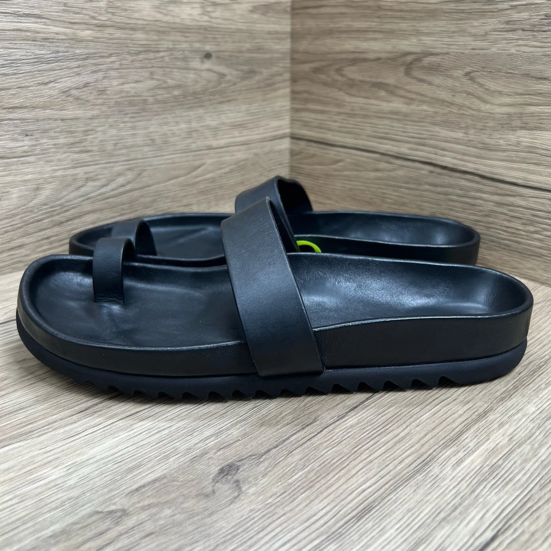 99新 RICKOWENS bc821 607879 RO 黑色夹趾拖鞋 40码