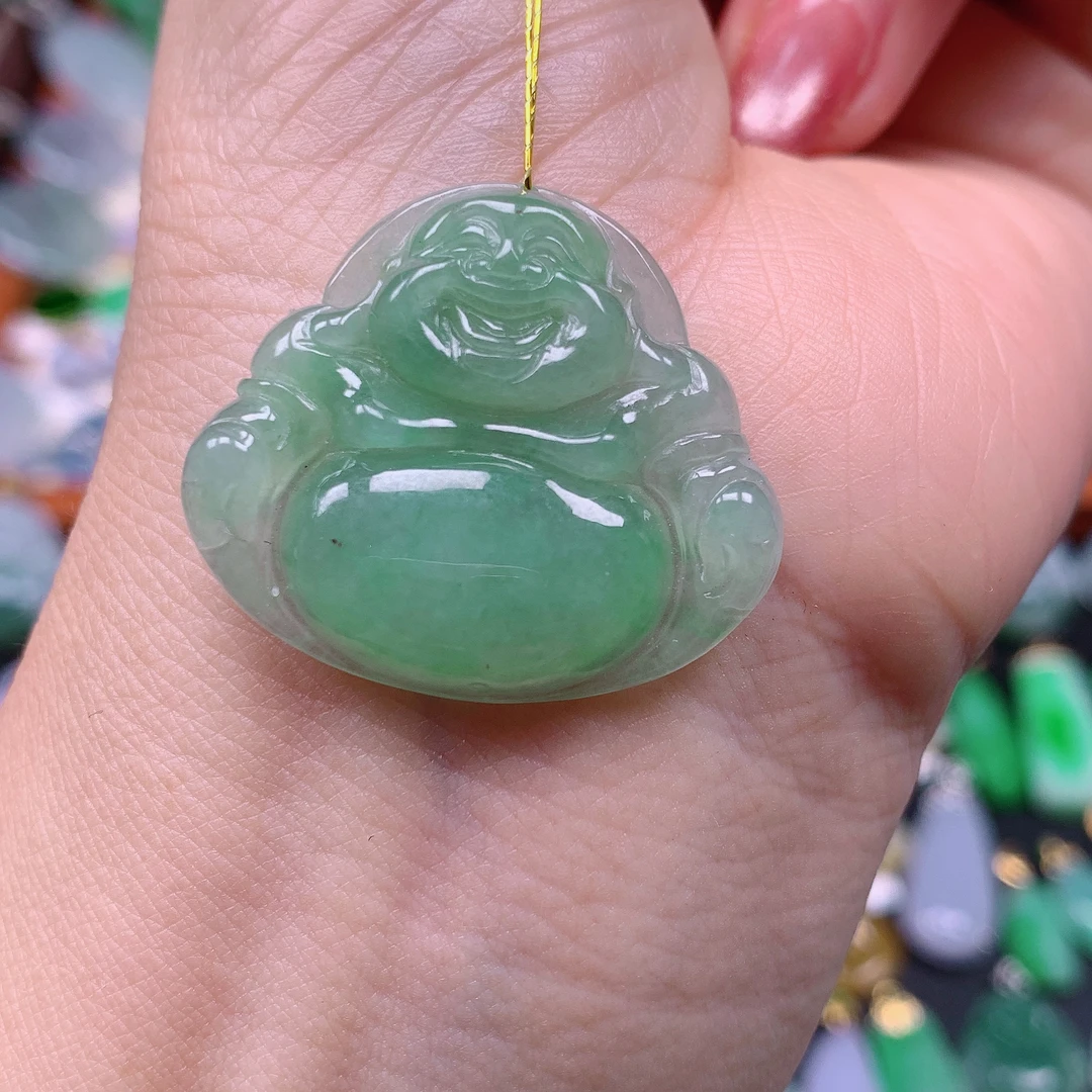 缅甸天然A货翡翠，冰晴绿佛公 编号148/1230尺27-31.2-5.6